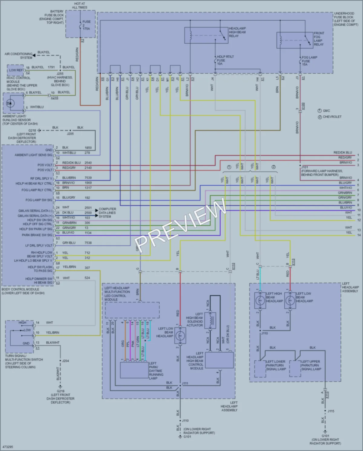 2015 GMC 2500HDSierra Headlights wiring diagram preview