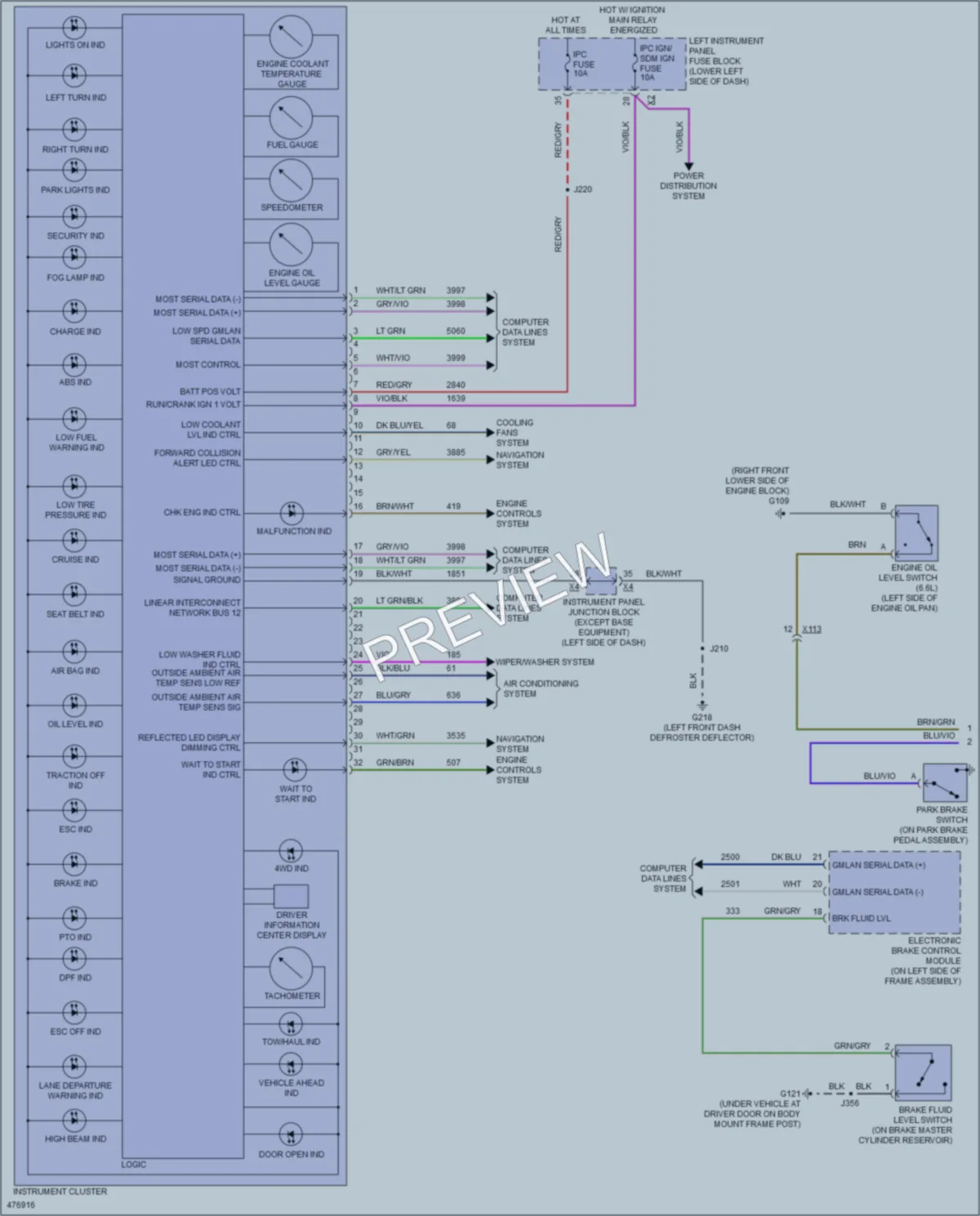 2015 GMC 2500HDSierra Instrument Cluster wiring diagram preview