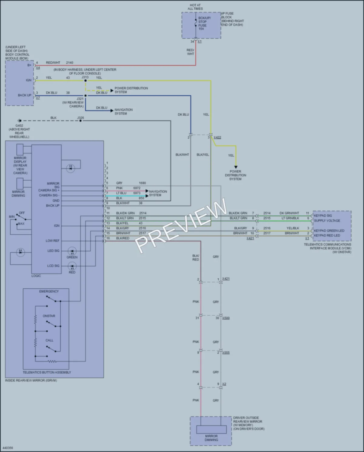 2015 GMC Acadia Power Mirrors wiring diagram preview