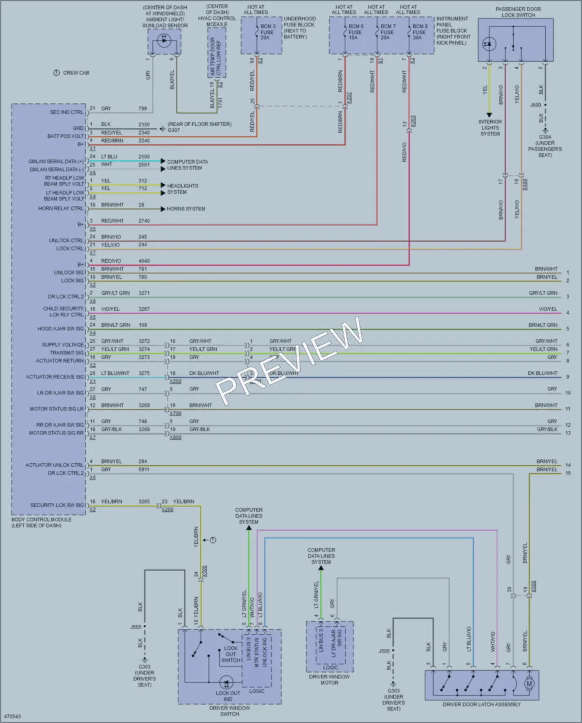 2015 GMC Canyon Power Door Locks wiring diagram preview