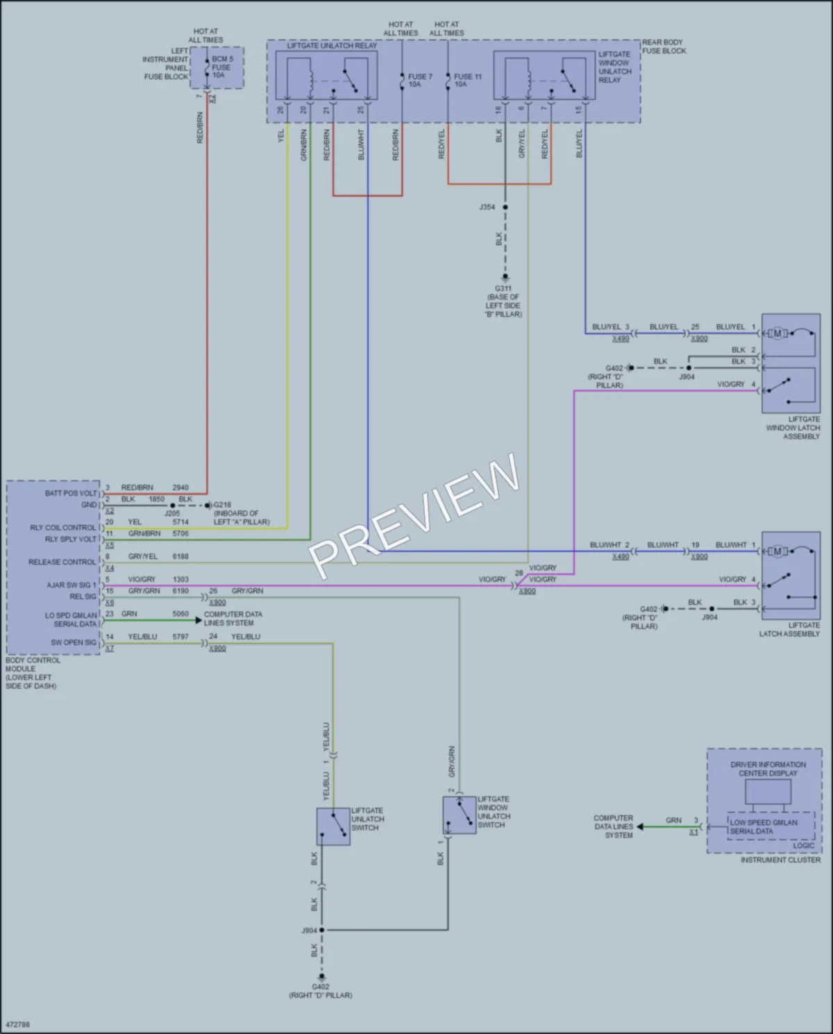 2015 GMC YukonXLDenali Trunk Tailgate Fuel Door wiring diagram preview