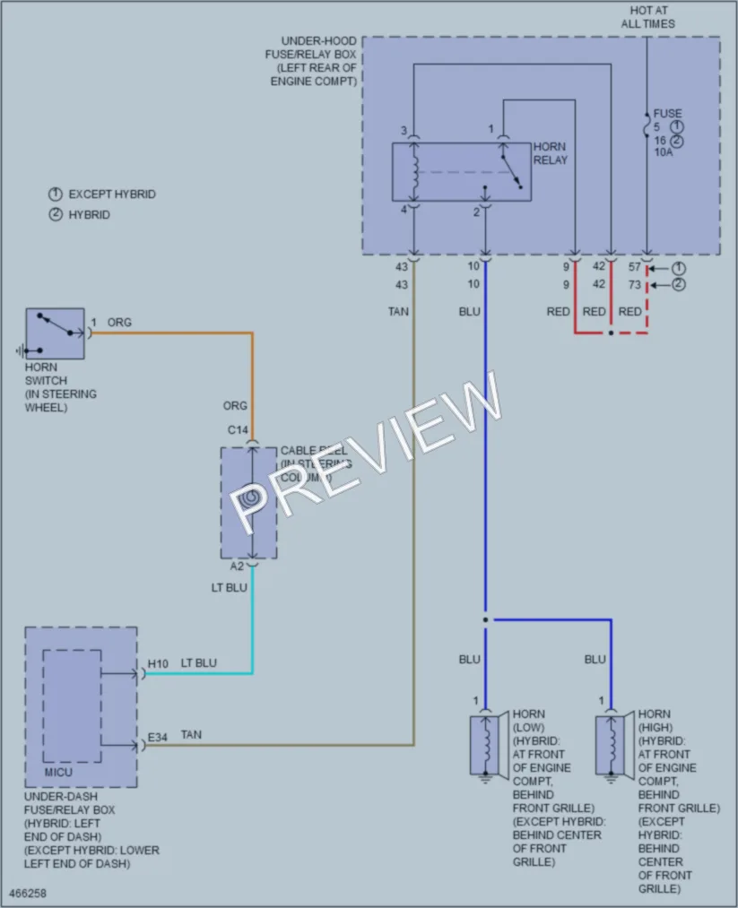 2015 Honda Accord Horn wiring diagram preview