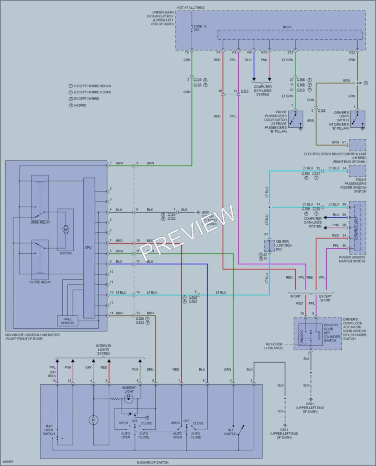 2015 Honda Accord Power Top Sunroof wiring diagram preview