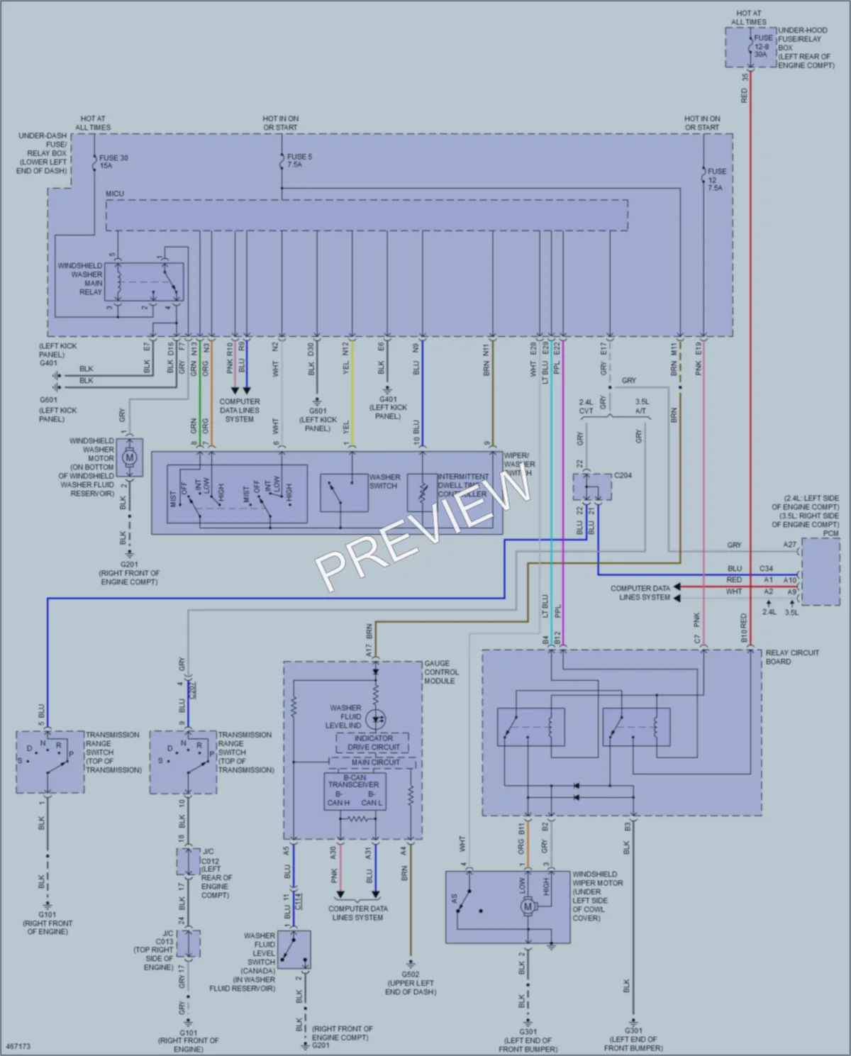 2015 Honda Accord Wiper Washer wiring diagram preview