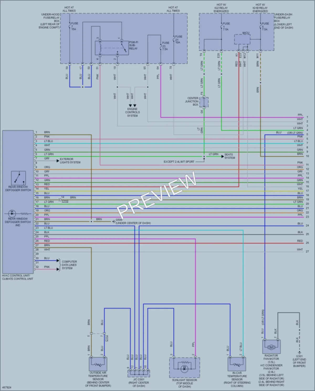 2015 Honda AccordHybrid Air Conditioning wiring diagram preview