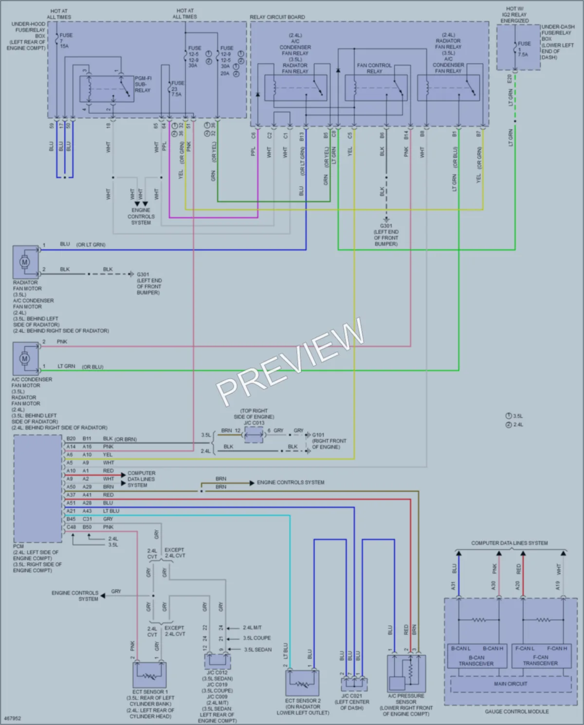 2015 Honda AccordHybrid Cooling Fan wiring diagram preview