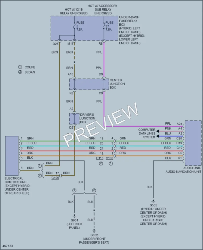 2015 Honda AccordHybrid Navigation wiring diagram preview