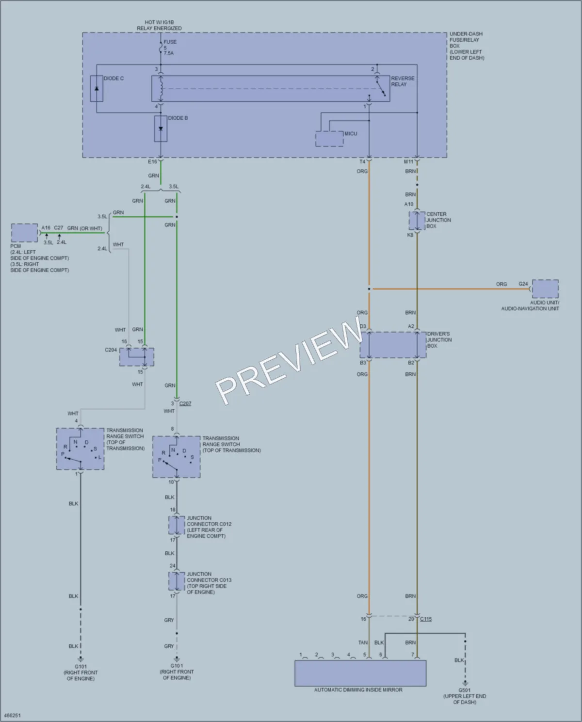 2015 Honda AccordHybrid Power Mirrors wiring diagram preview