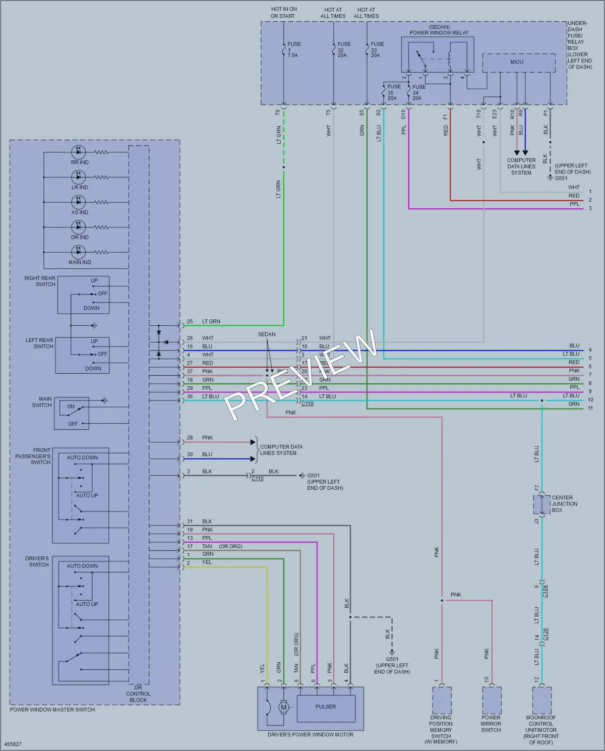 2015 Honda AccordHybrid Power Windows wiring diagram preview