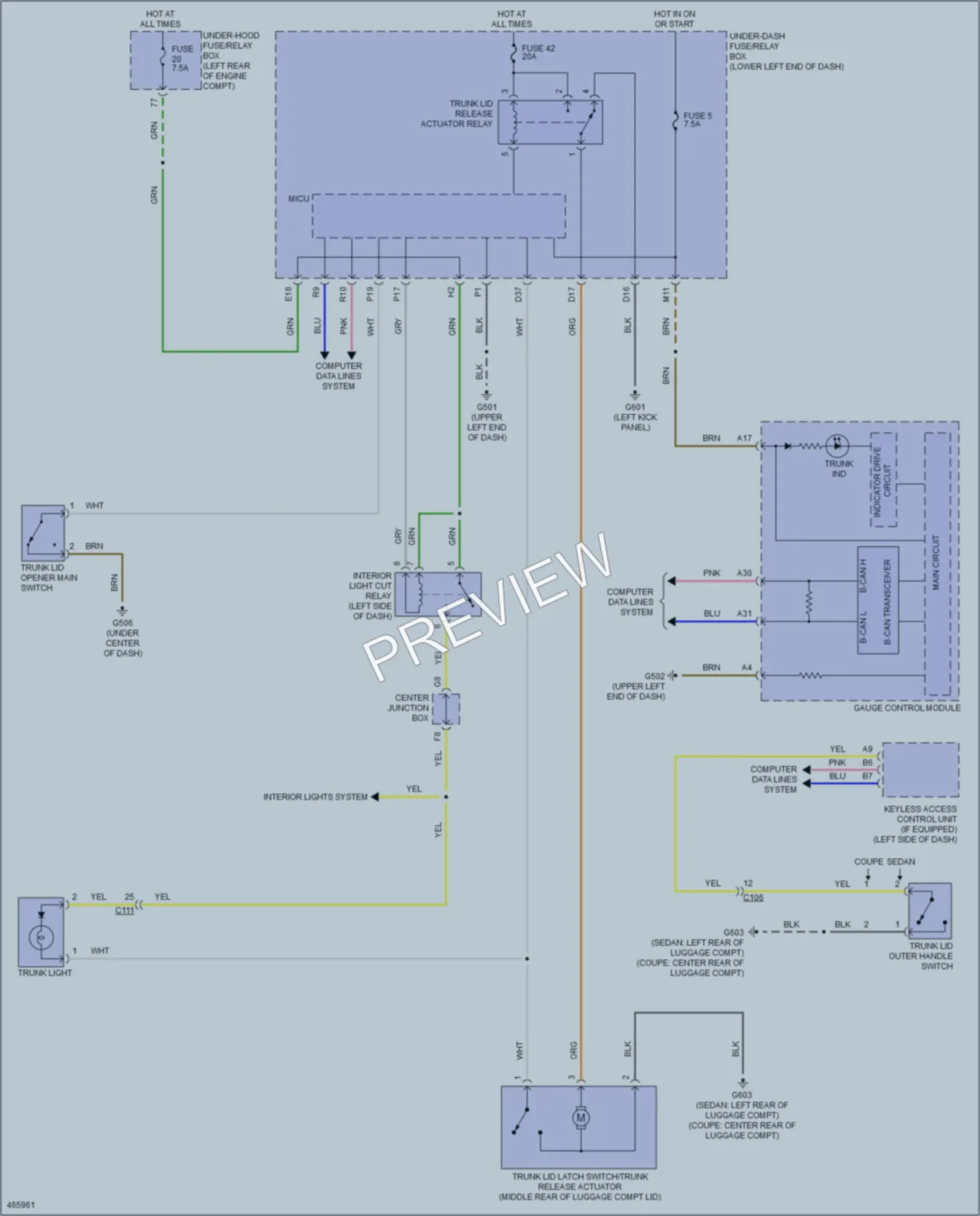 2015 Honda AccordHybrid Trunk Tailgate Fuel Door wiring diagram preview