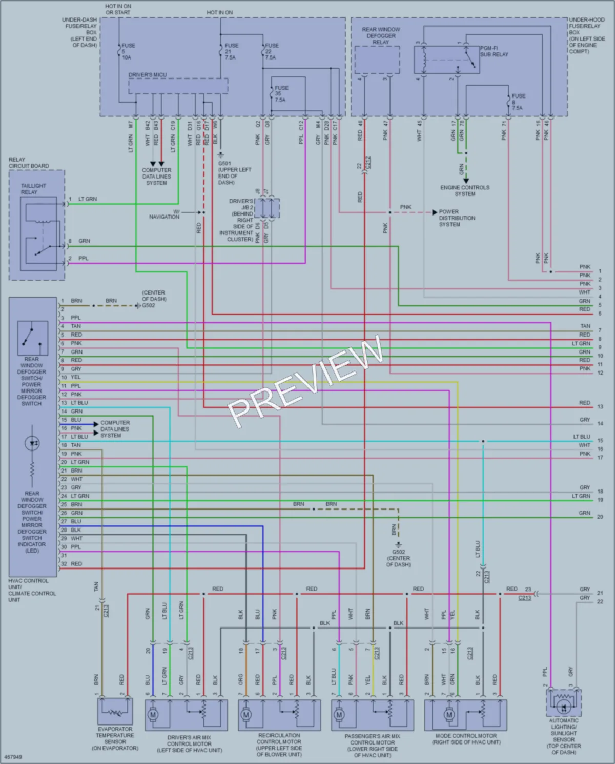 2015 Honda CRV Air Conditioning wiring diagram preview