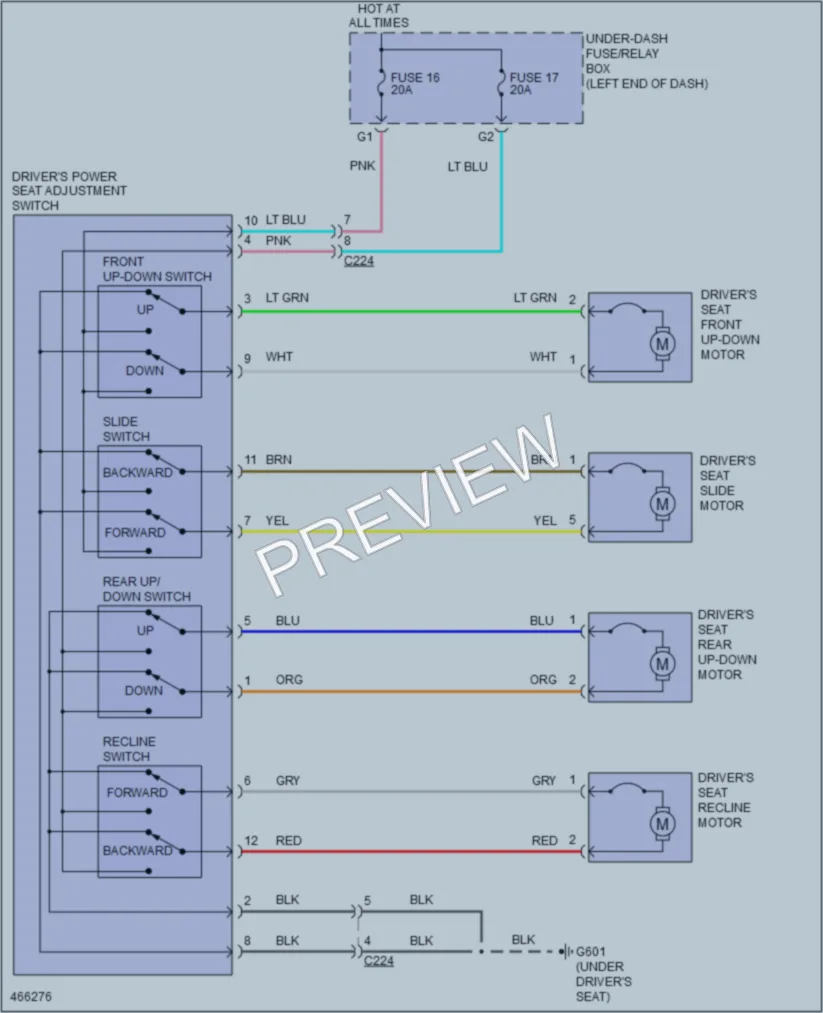2015 Honda CRV Power Seats wiring diagram preview