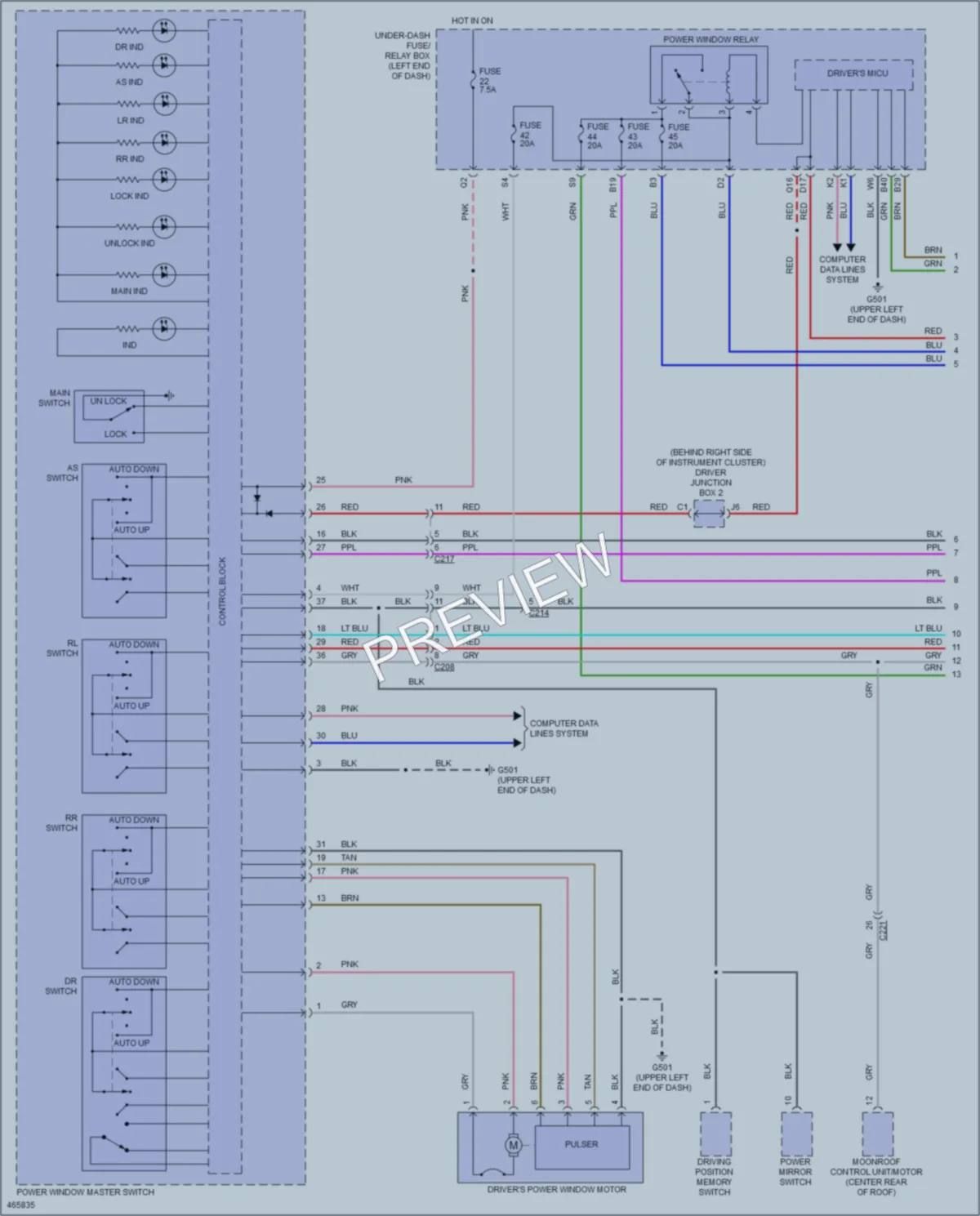 2015 Honda CRV Power Windows wiring diagram preview