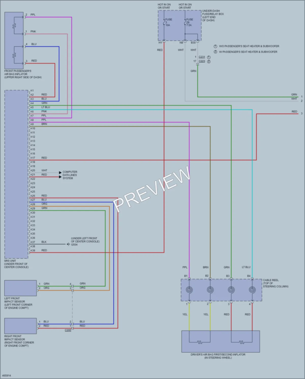 2015 Honda CRV Supplemental Restraints wiring diagram preview