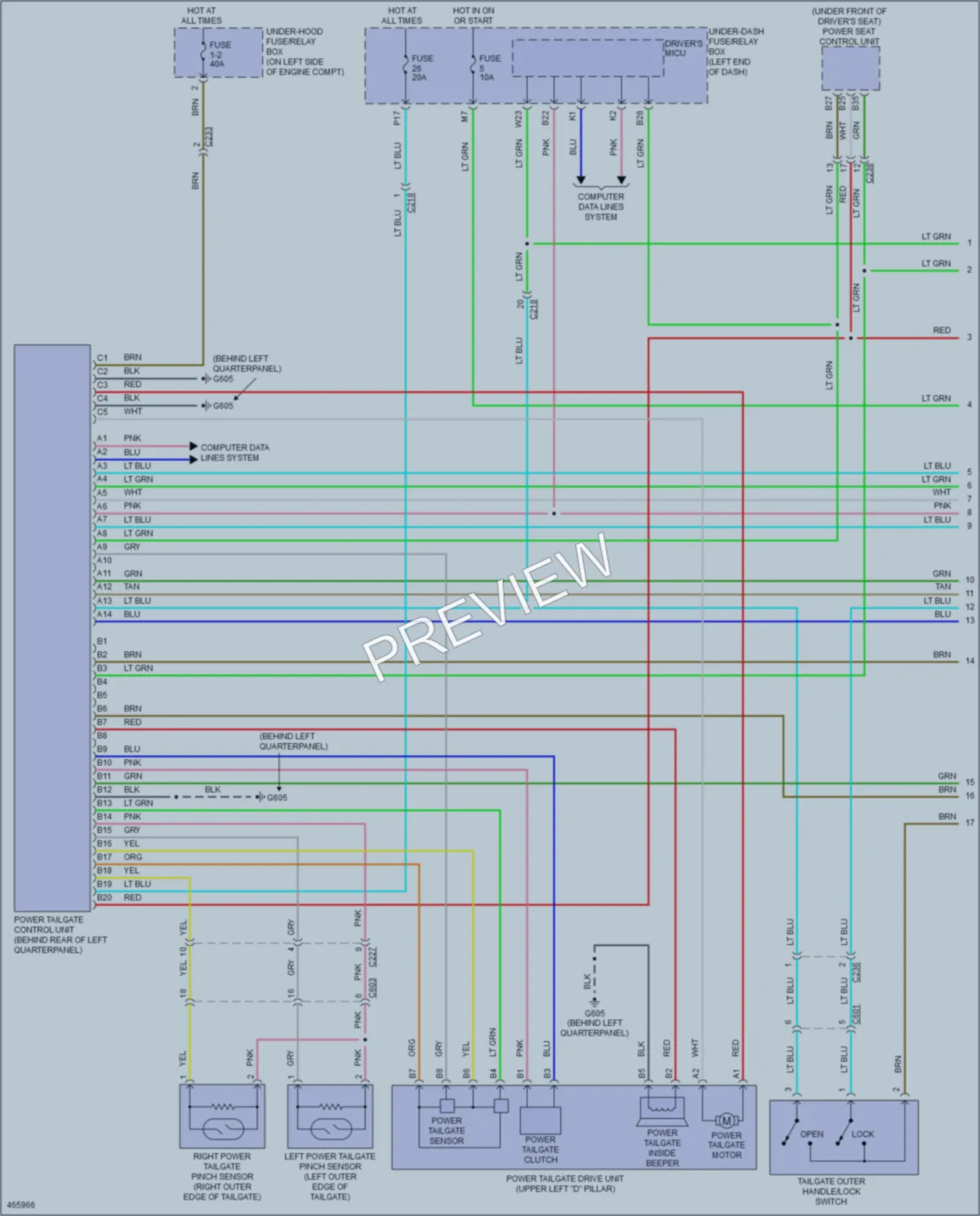 2015 Honda CRV Trunk Tailgate Fuel Door wiring diagram preview