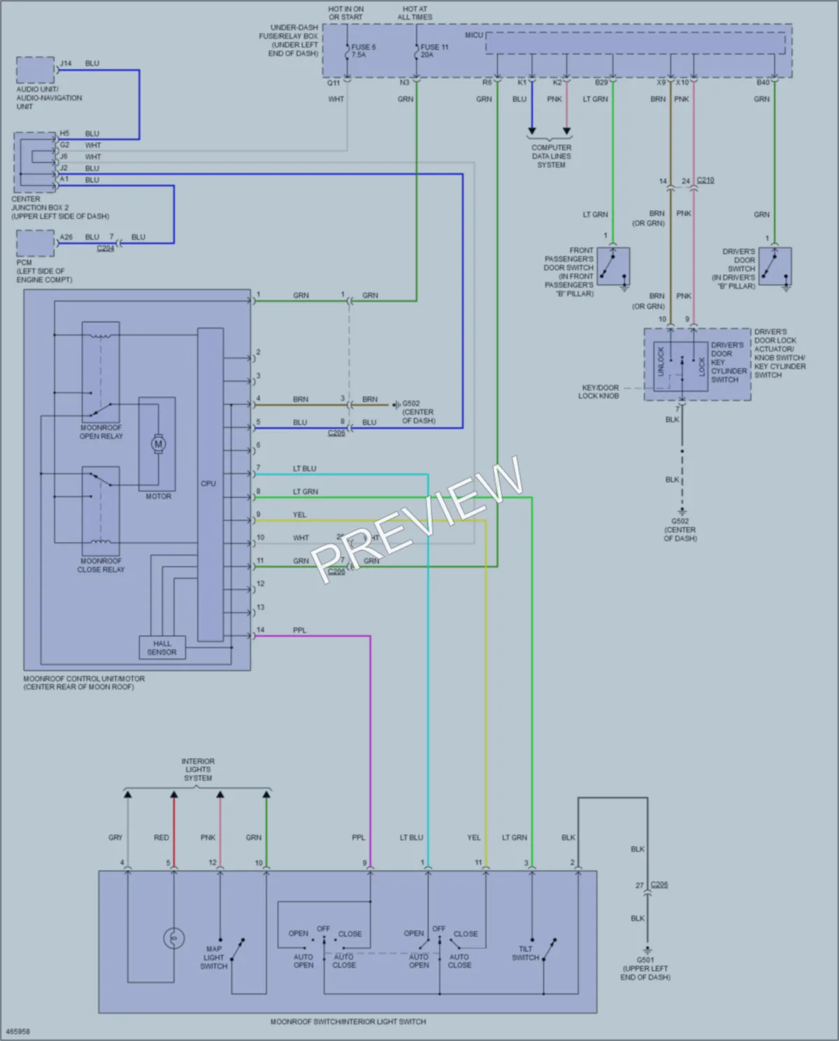 2015 Honda Civic Power Top Sunroof wiring diagram preview