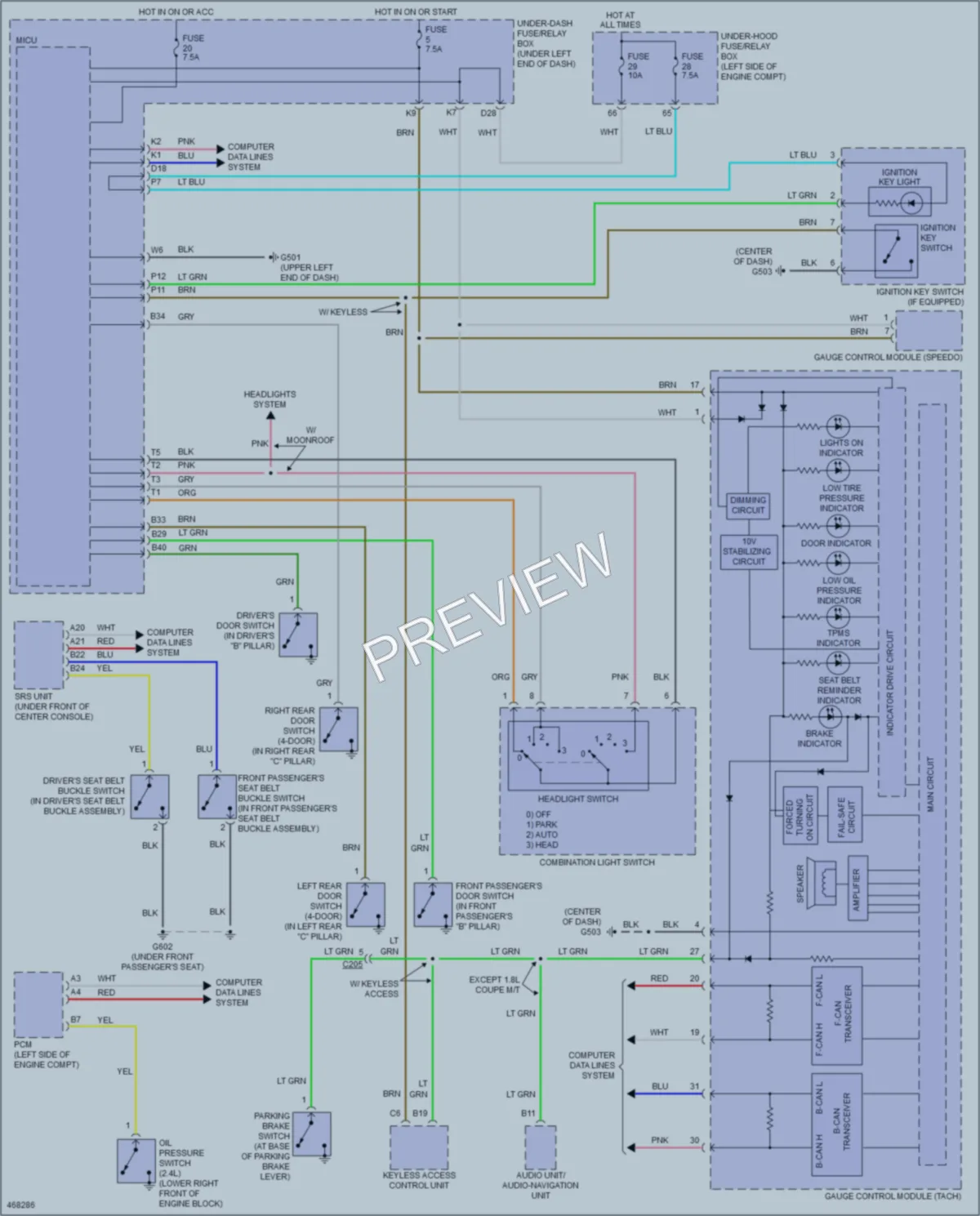 2015 Honda Civic Warning Systems wiring diagram preview