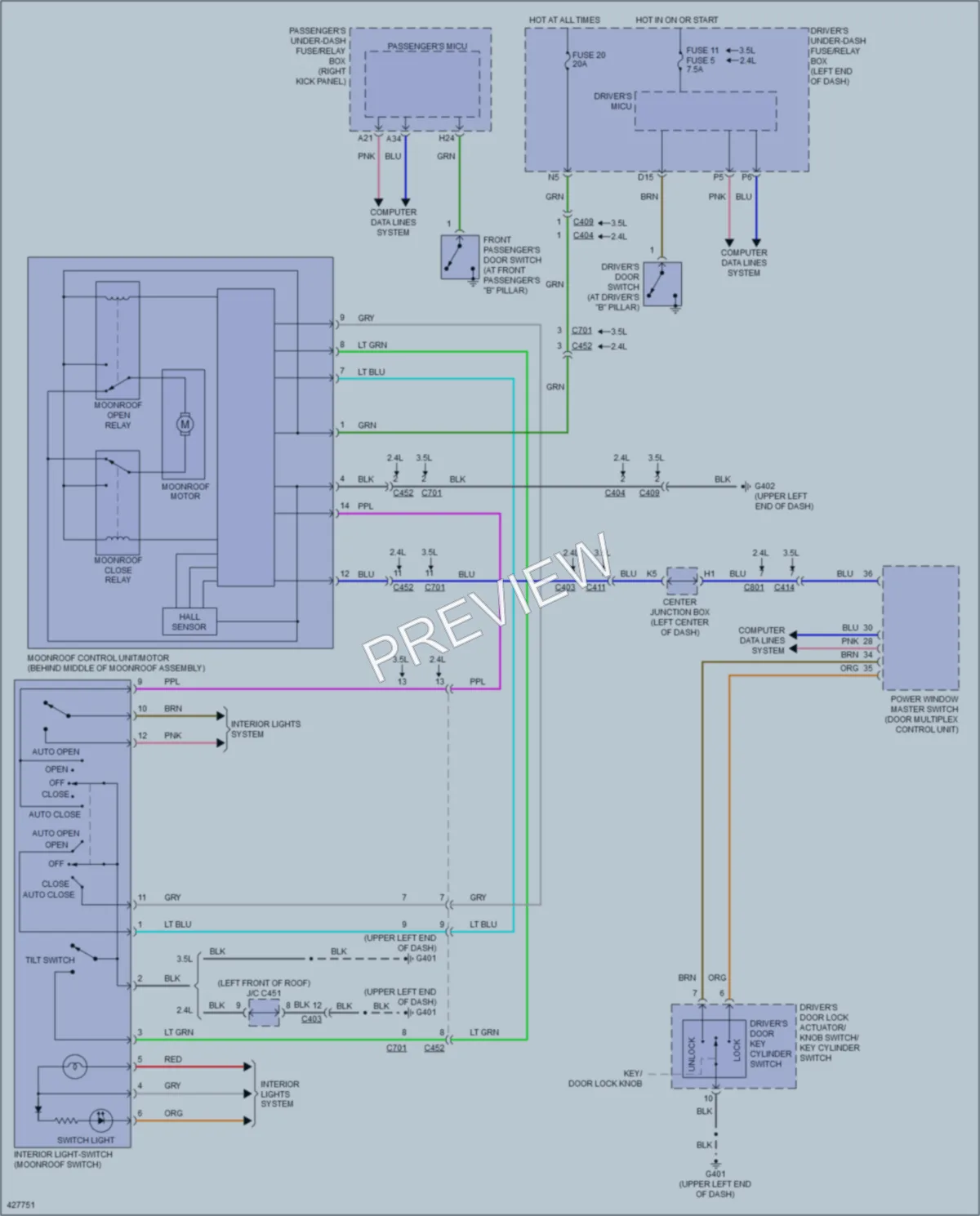 2015 Honda Crosstour Power Top Sunroof wiring diagram preview