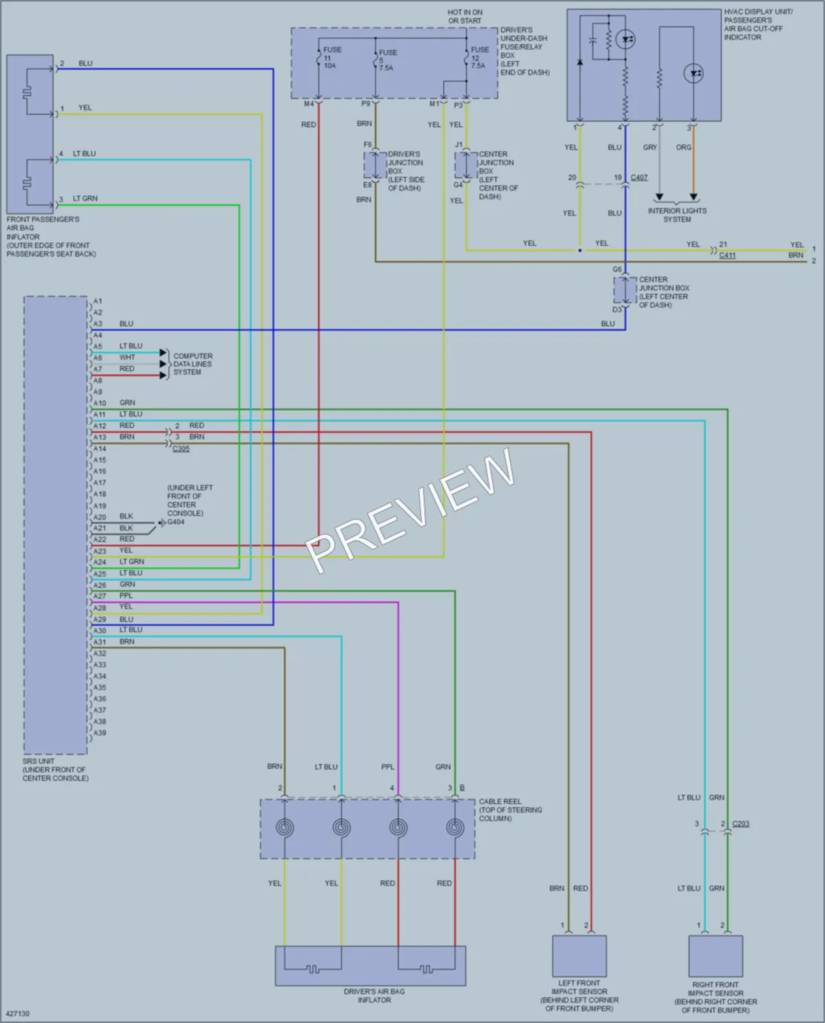 2015 Honda Crosstour Supplemental Restraints wiring diagram preview