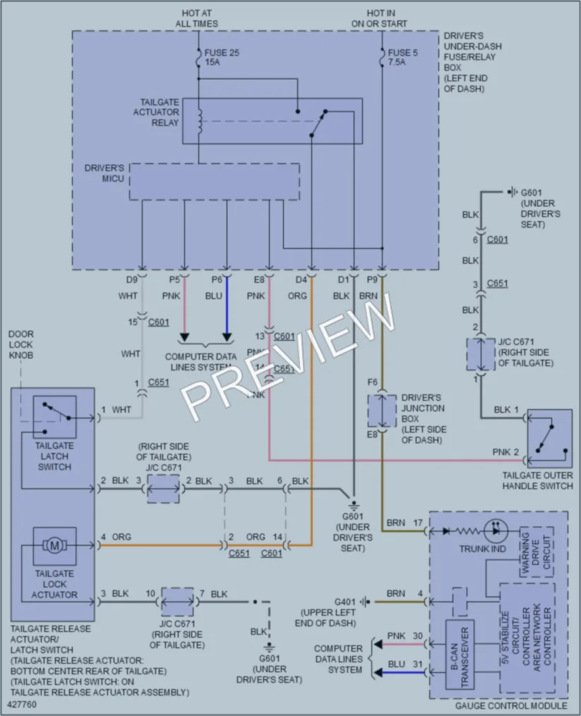 2015 Honda Crosstour Trunk Tailgate Fuel Door wiring diagram preview