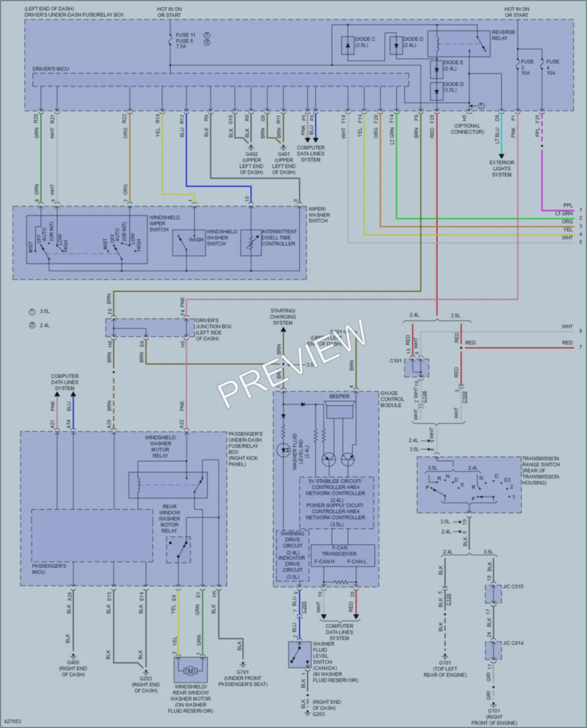 2015 Honda Crosstour Wiper Washer wiring diagram preview