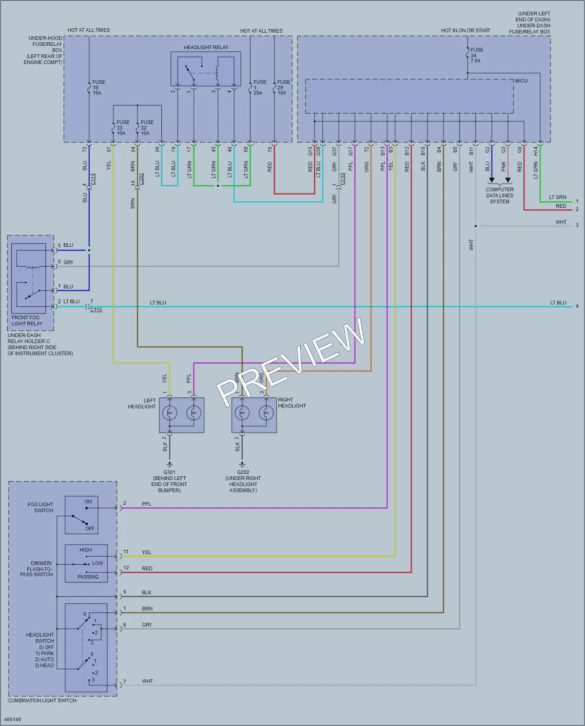 2015 Honda Fit Headlights wiring diagram preview