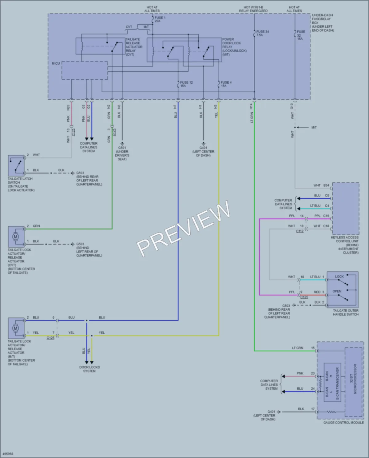 2015 Honda Fit Trunk Tailgate Fuel Door wiring diagram preview