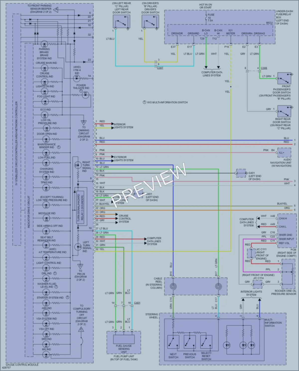 2015 Honda Pilot Instrument Cluster wiring diagram preview