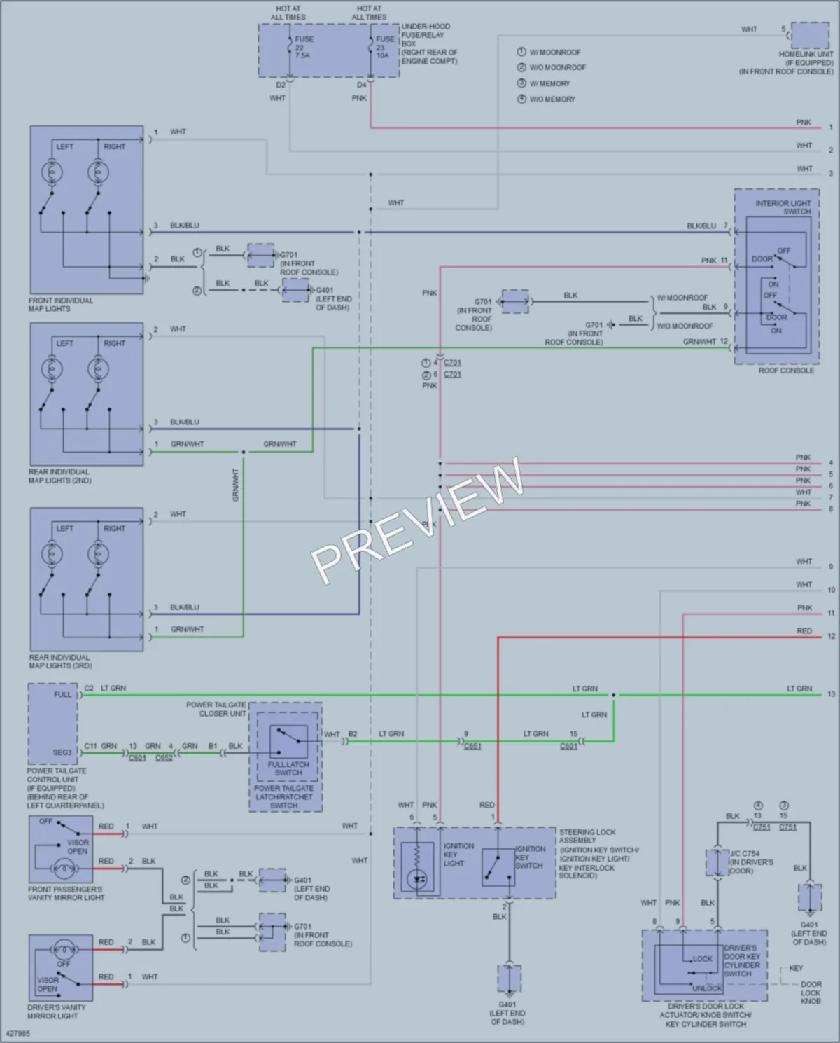 2015 Honda Pilot Interior Lights wiring diagram preview