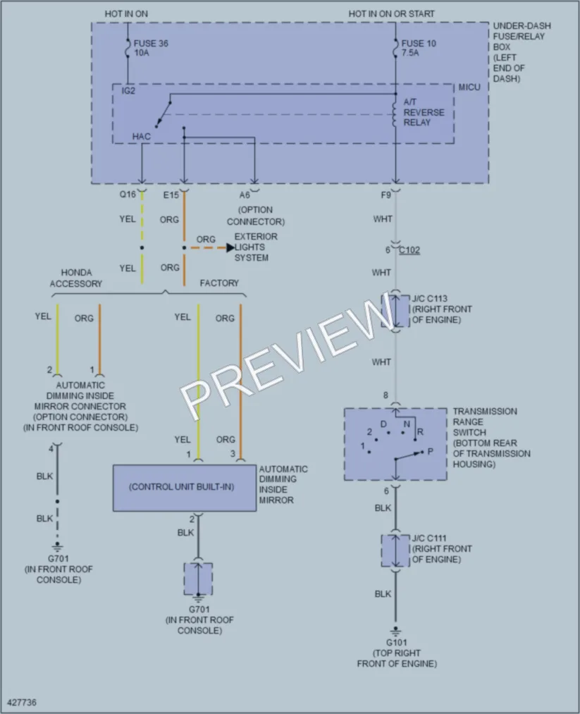 2015 Honda Pilot Power Mirrors wiring diagram preview