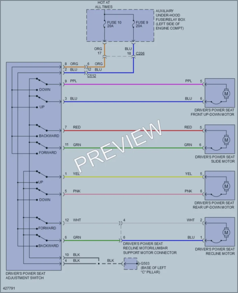 2015 Honda Pilot Power Seats wiring diagram preview