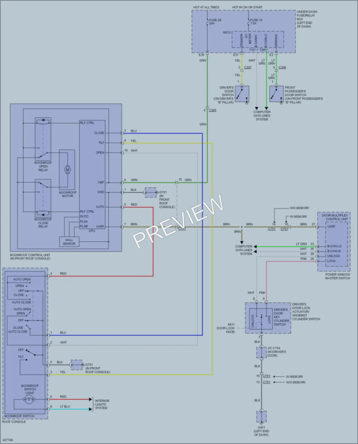 2015 Honda Pilot Power Top Sunroof wiring diagram preview