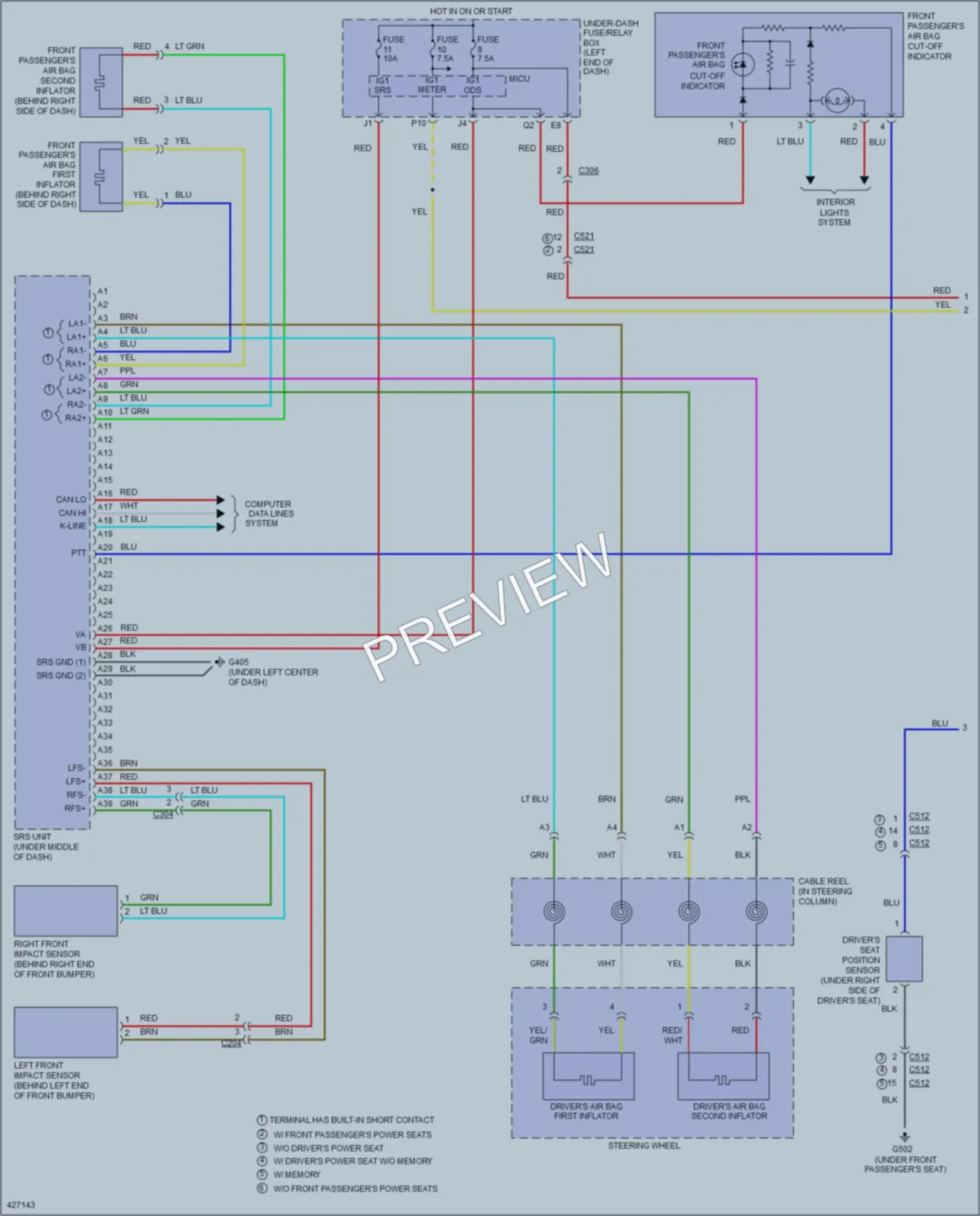 2015 Honda Pilot Supplemental Restraints wiring diagram preview