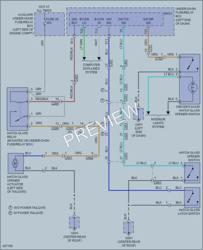 2015 Honda Pilot Trunk Tailgate Fuel Door wiring diagram preview