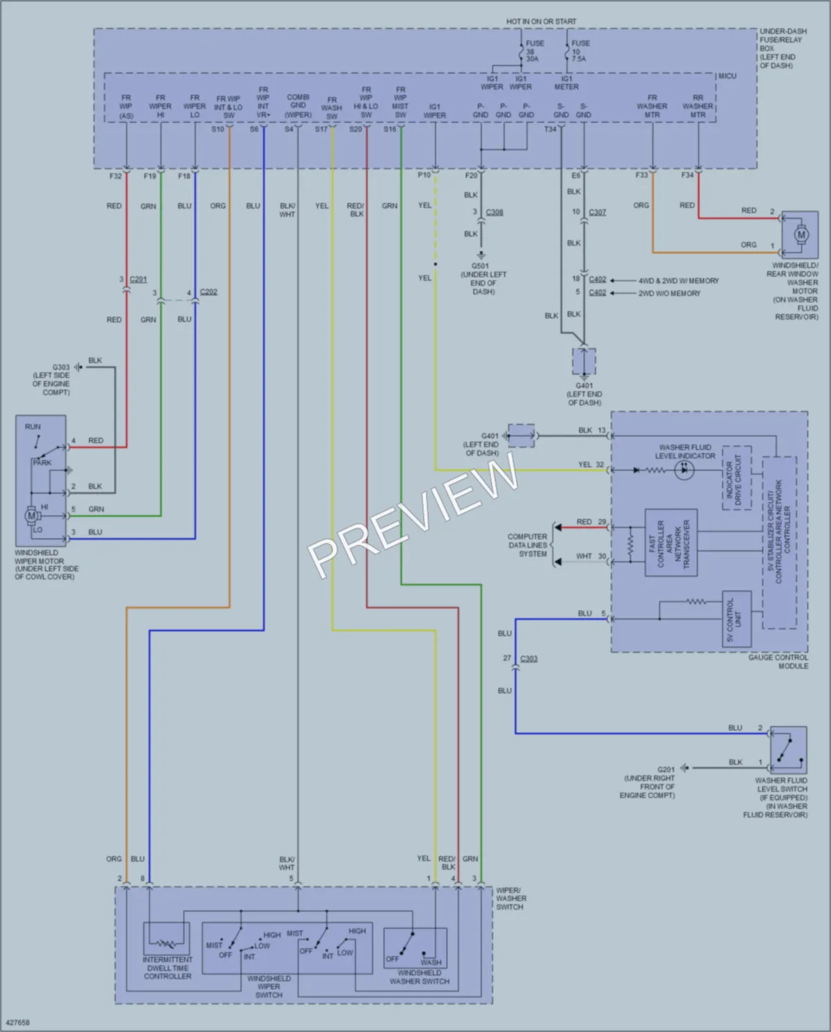 2015 Honda Pilot Wiper Washer wiring diagram preview