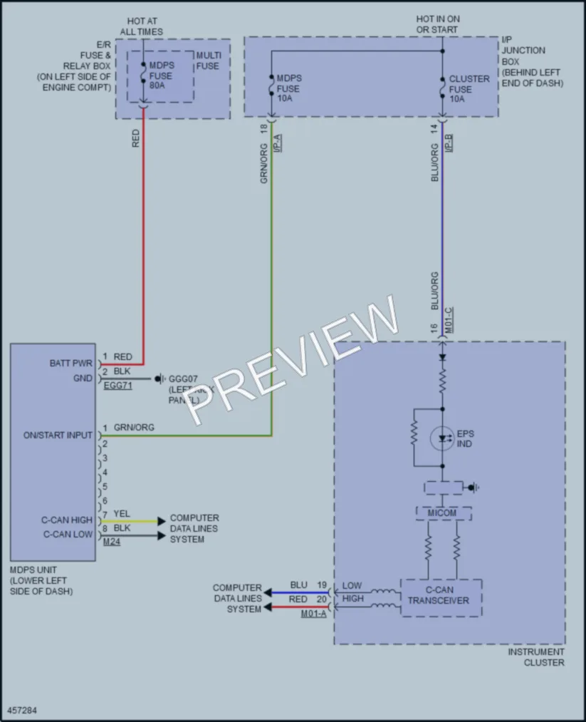 2015 Hyundai Accent Electronic Power Steering wiring diagram preview