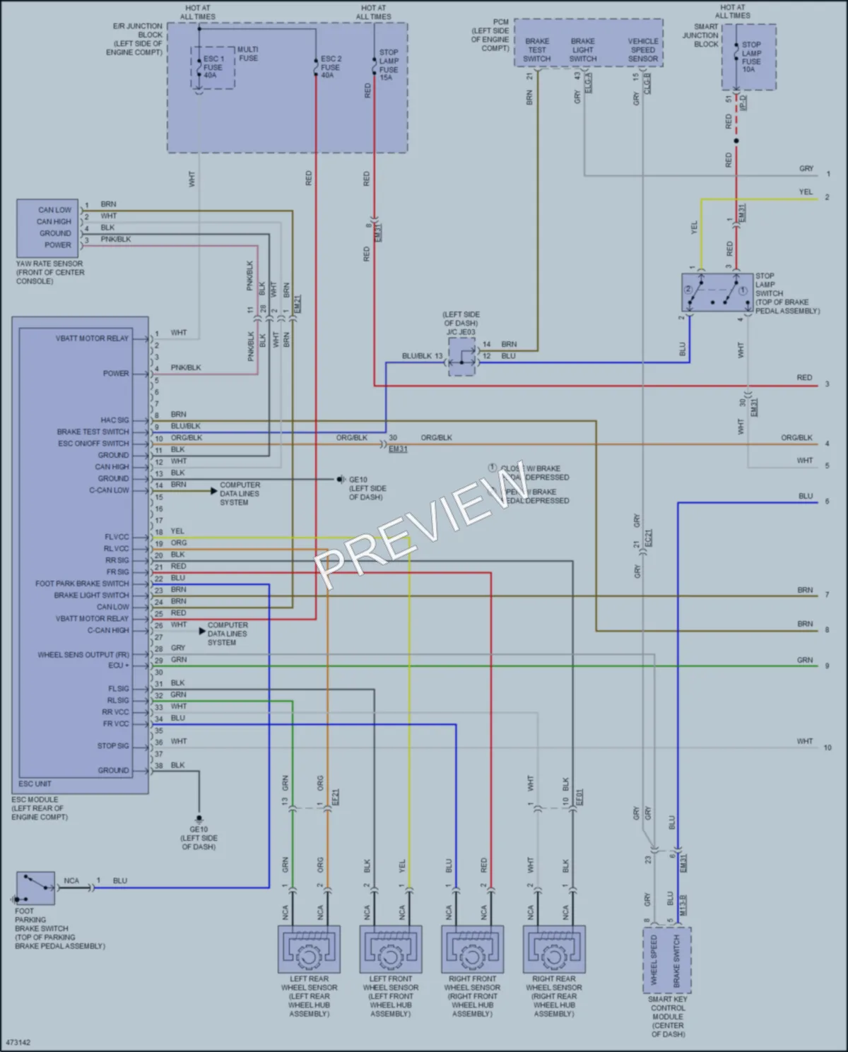 2015 Hyundai Azera Anti Lock Brakes wiring diagram preview