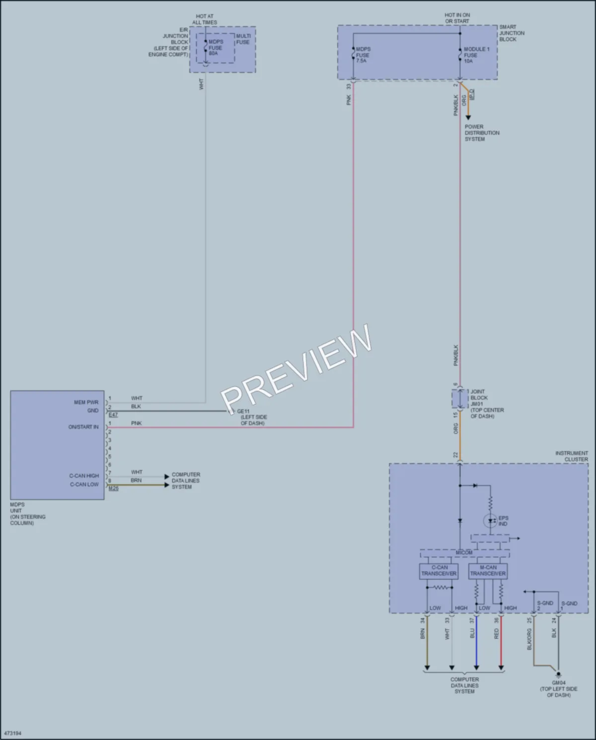 2015 Hyundai Azera Electronic Power Steering wiring diagram preview