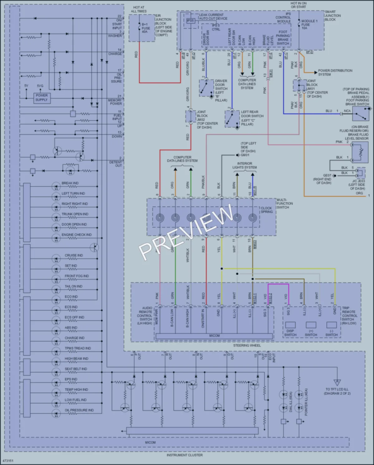 2015 Hyundai Azera Instrument Cluster wiring diagram preview