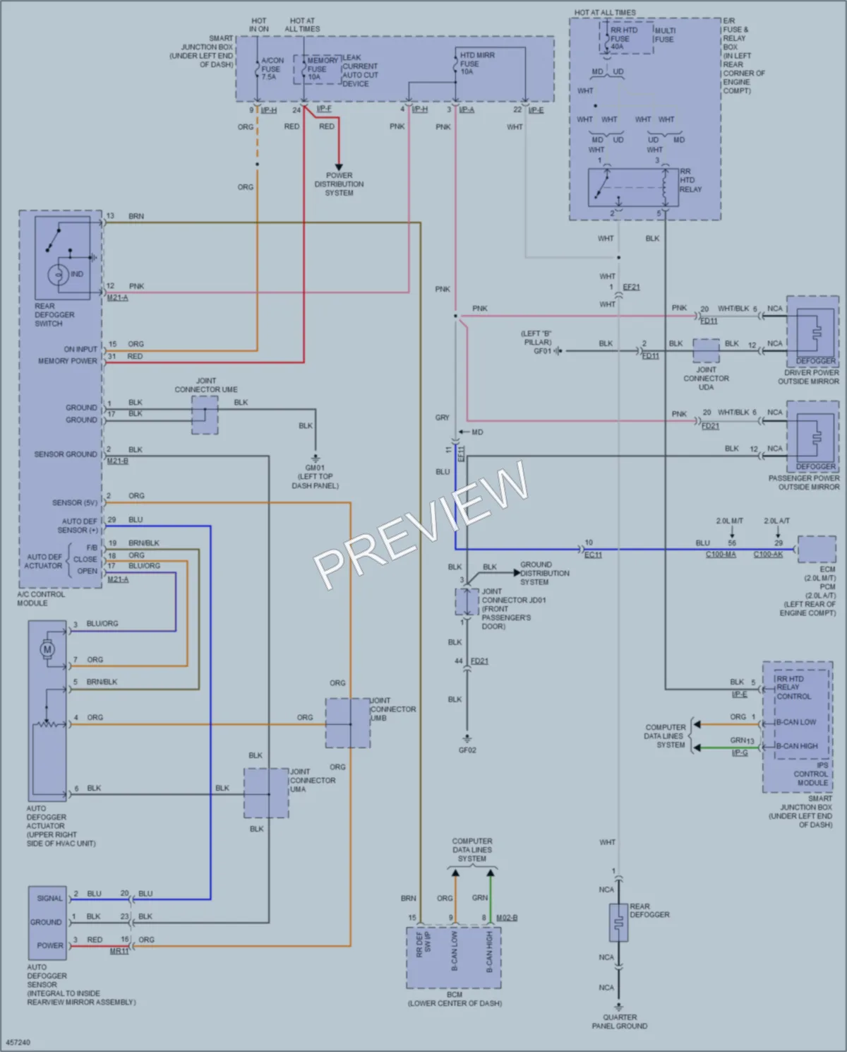 2015 Hyundai Elantra Defoggers wiring diagram preview