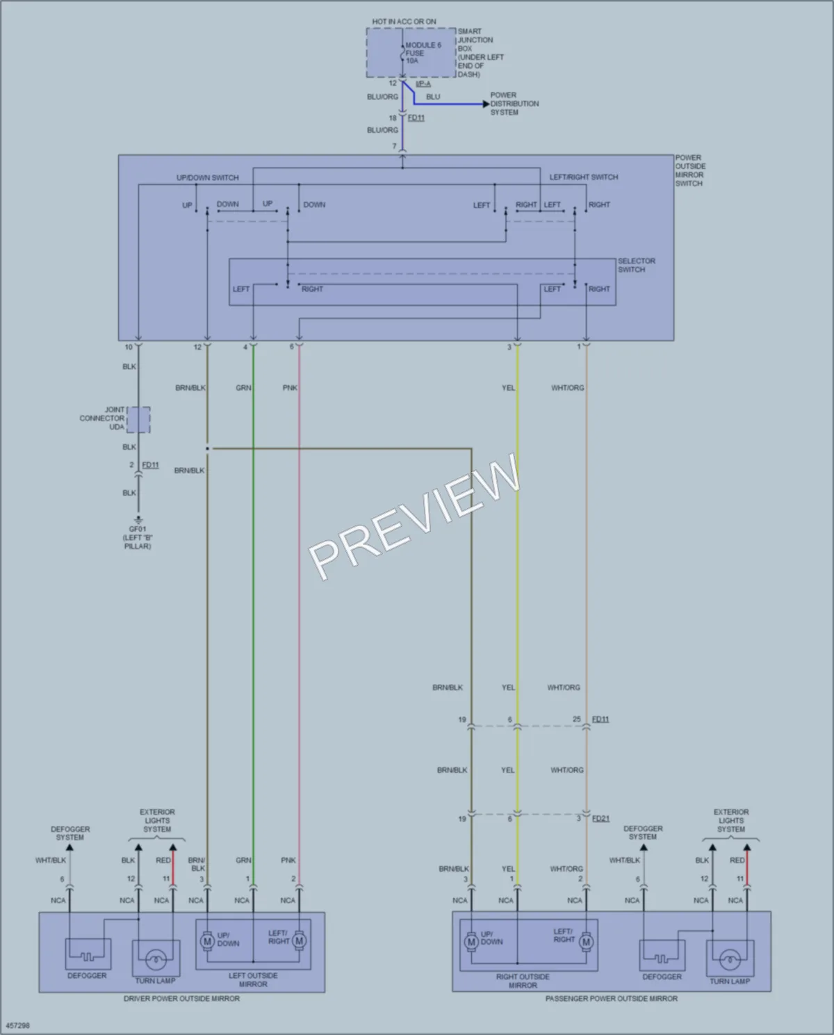 2015 Hyundai Elantra Power Mirrors wiring diagram preview