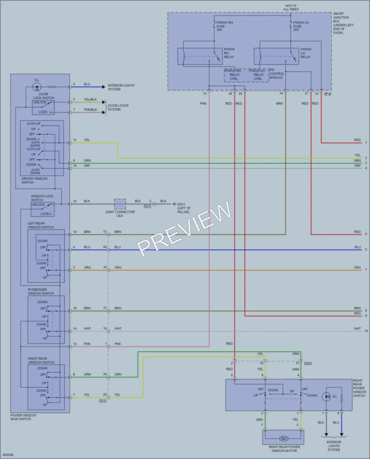 2015 Hyundai Elantra Power Windows wiring diagram preview