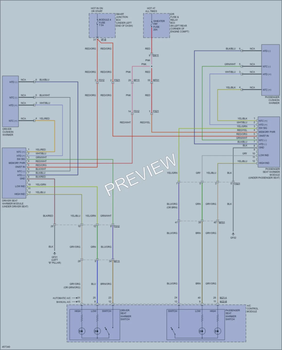 2015 Hyundai ElantraGT Power Seats wiring diagram preview