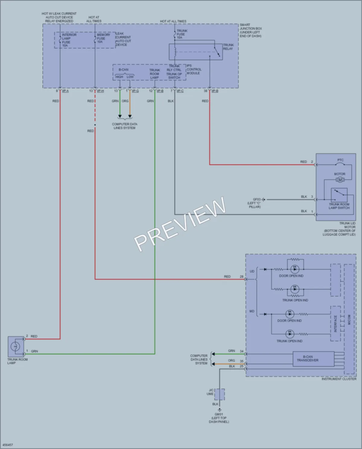 2015 Hyundai ElantraGT Trunk Tailgate Fuel Door wiring diagram preview
