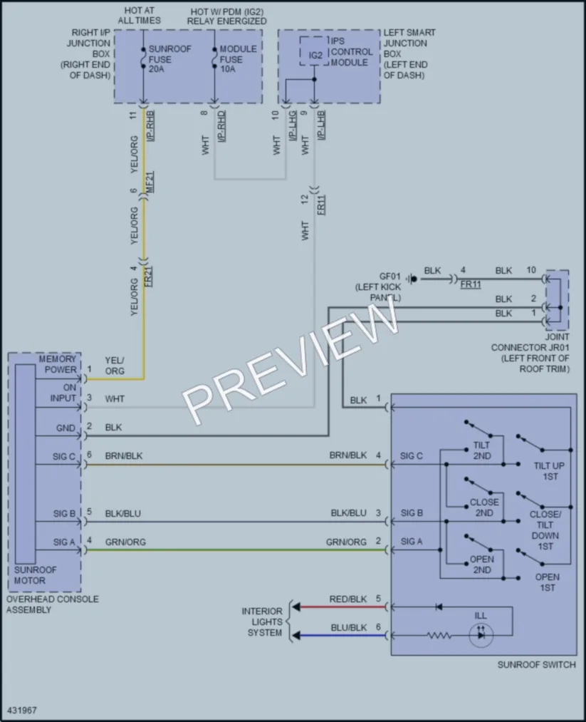 2015 Hyundai Equus Power Top Sunroof wiring diagram preview