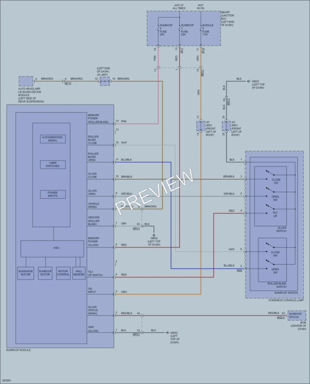 2015 Hyundai SantaFe Power Top Sunroof wiring diagram preview