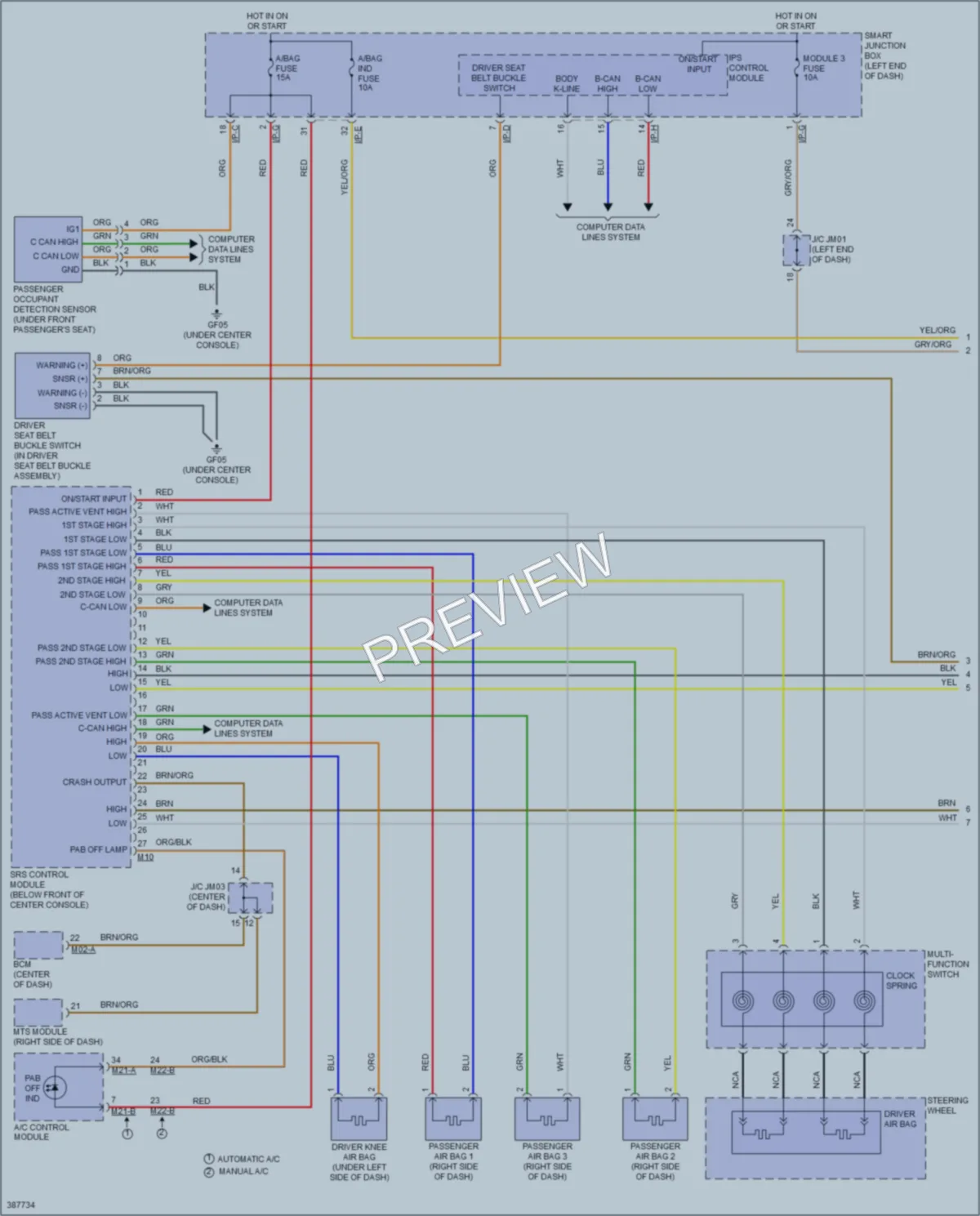 2015 Hyundai SantaFe Supplemental Restraints wiring diagram preview