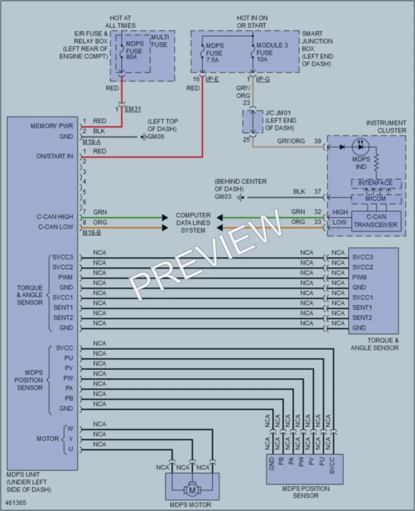 2015 Hyundai SantaFeSport Electronic Power Steering wiring diagram preview