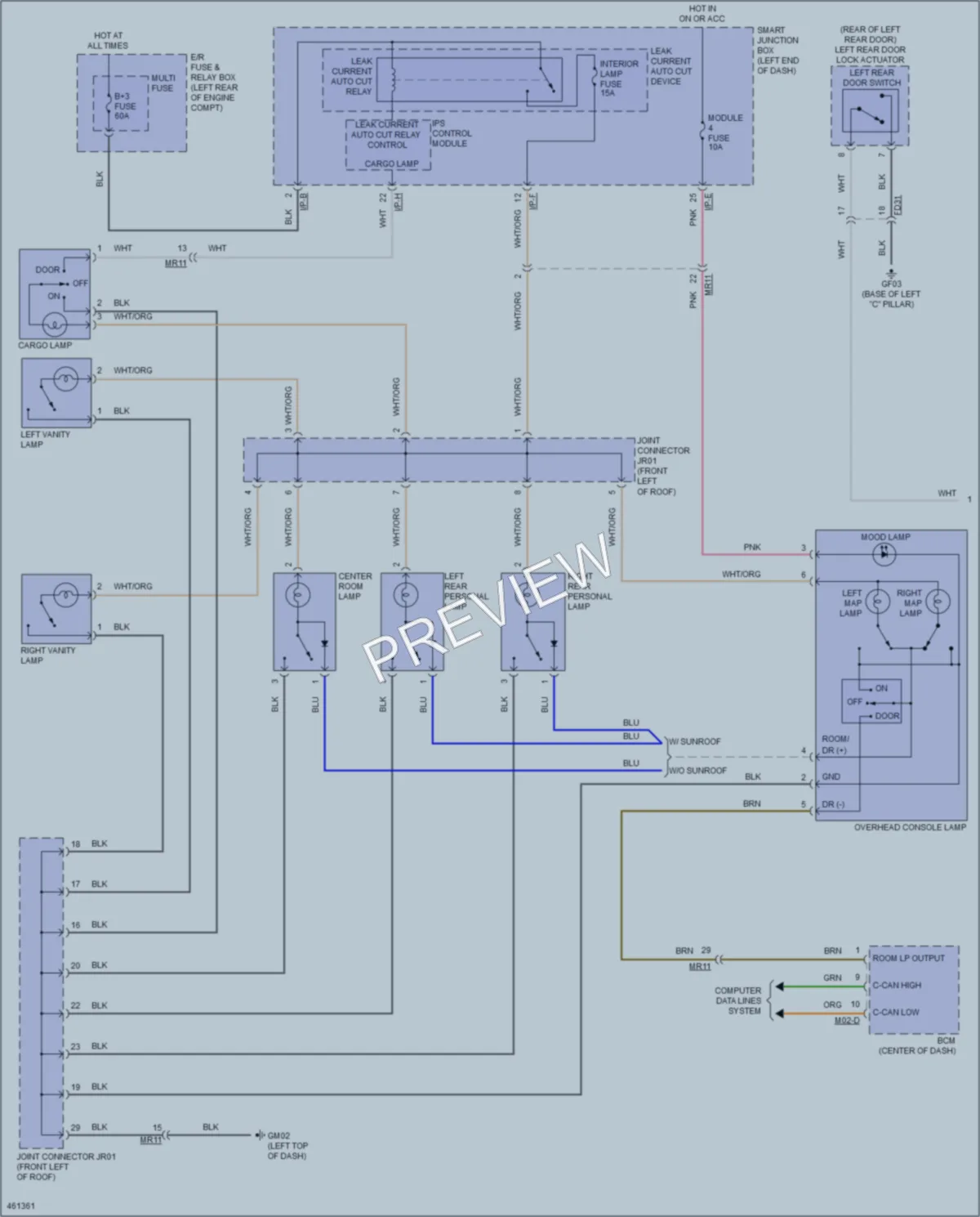 2015 Hyundai SantaFeSport Interior Lights wiring diagram preview