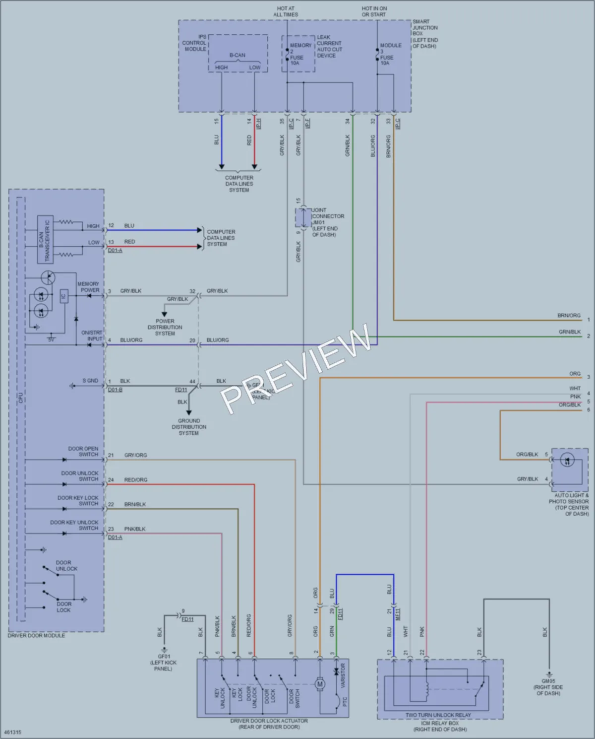2015 Hyundai SantaFeSport Power Door Locks wiring diagram preview